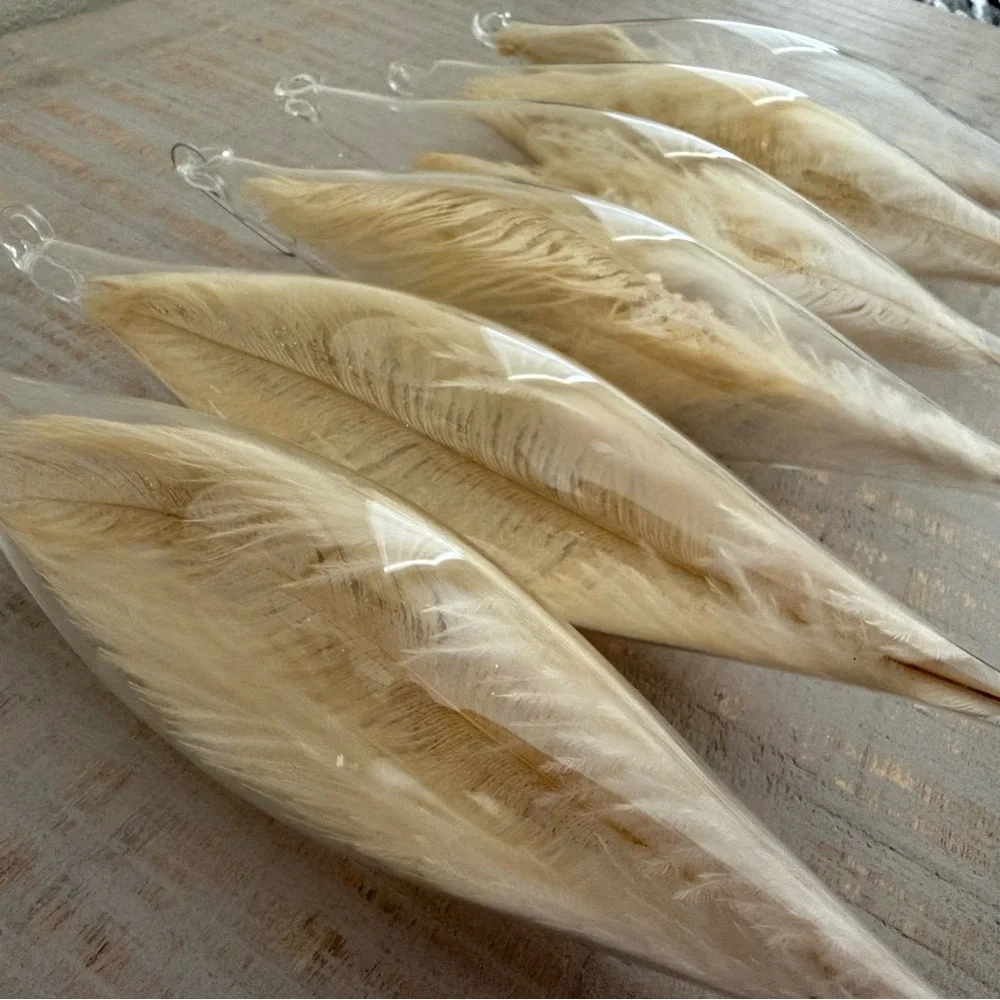 Glass Feather Holiday Ornament – White